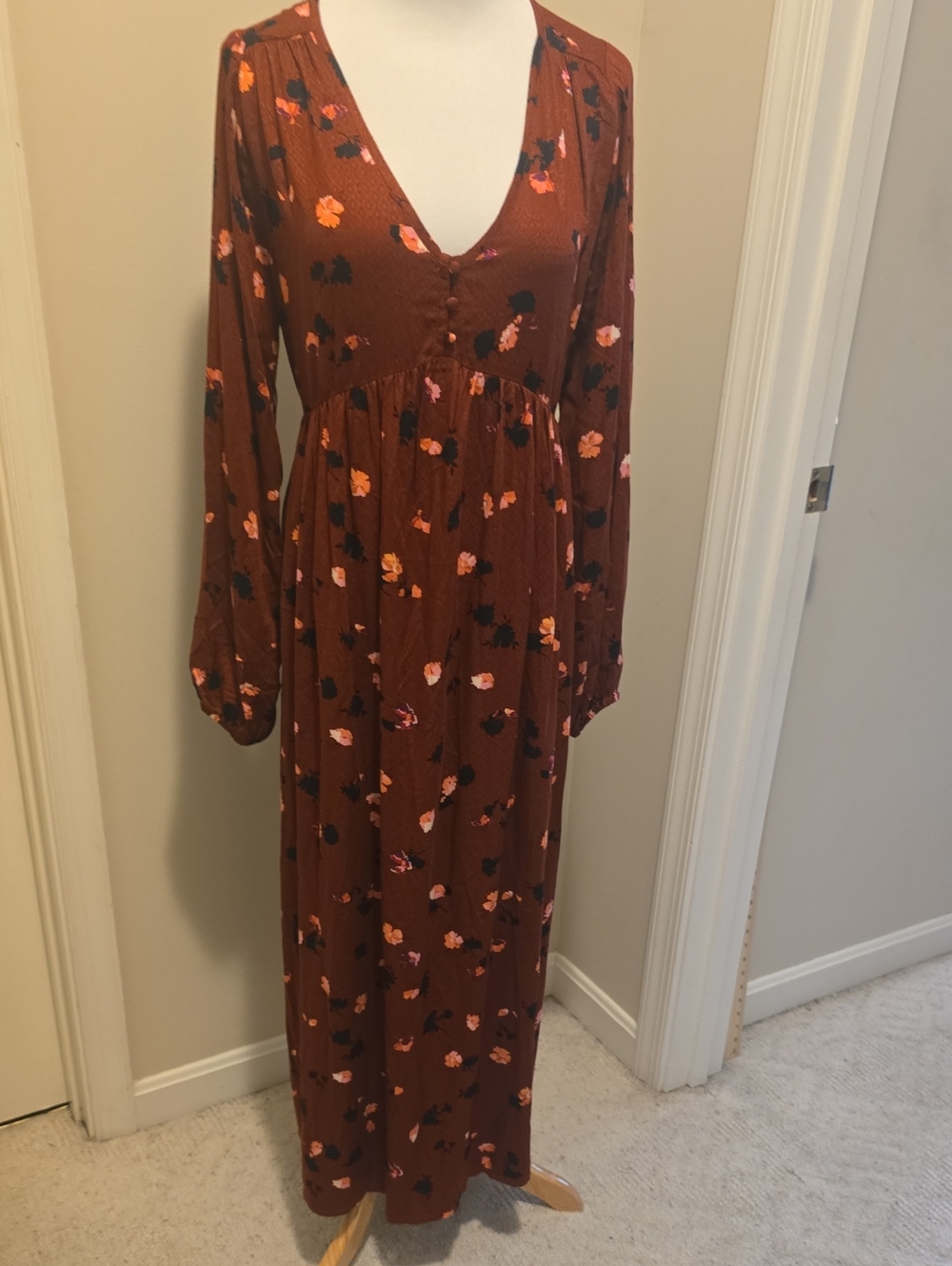 Motherhood Rust Brown Floral Maxi Dress